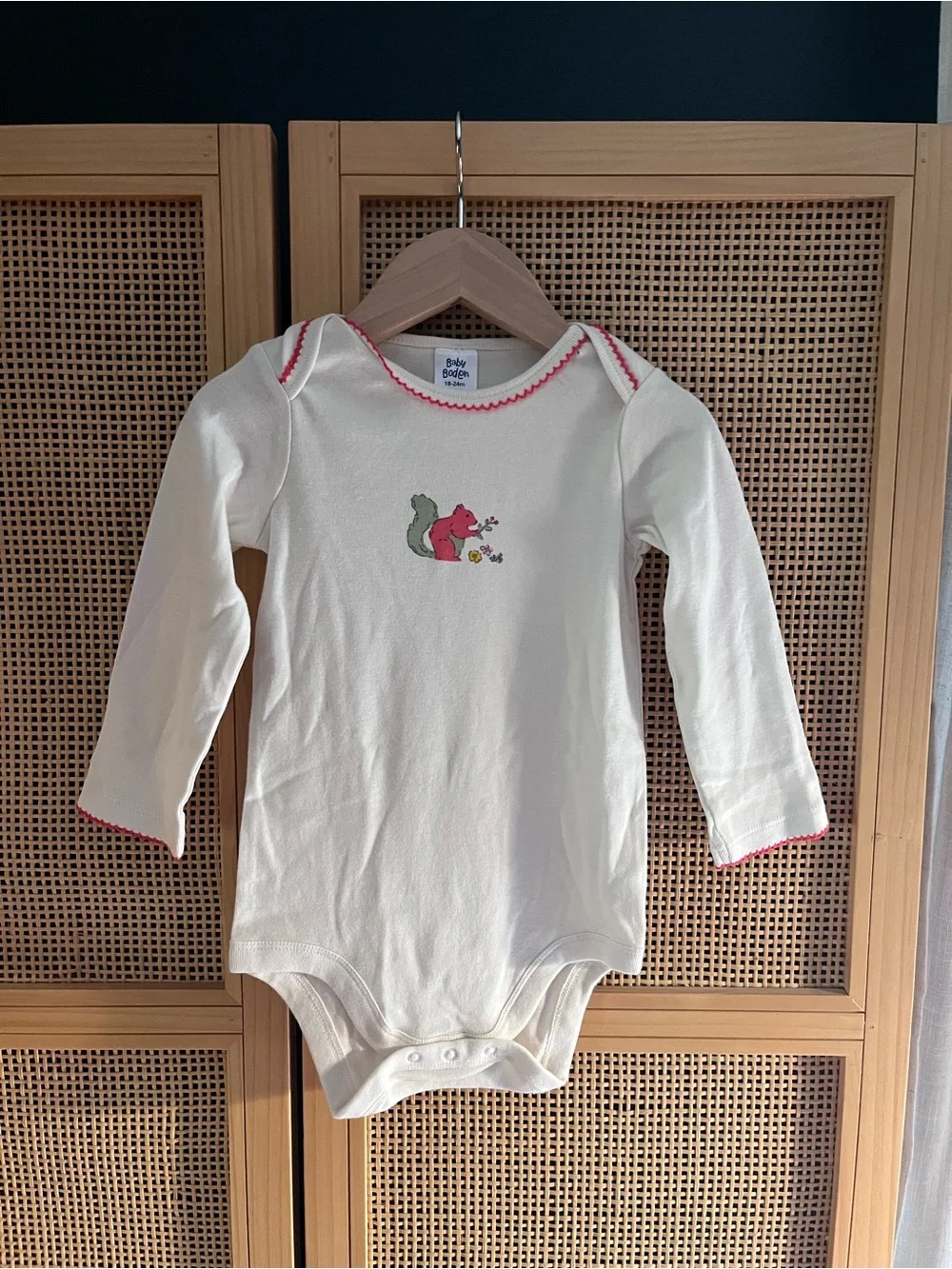 Baby Boden 18-24M Long-Sleeve Bodysuit with Tiny Floral & Animal
